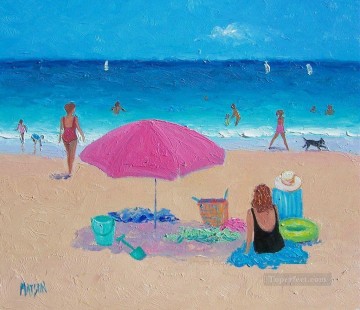 Child Painting - girls on beach Child impressionism